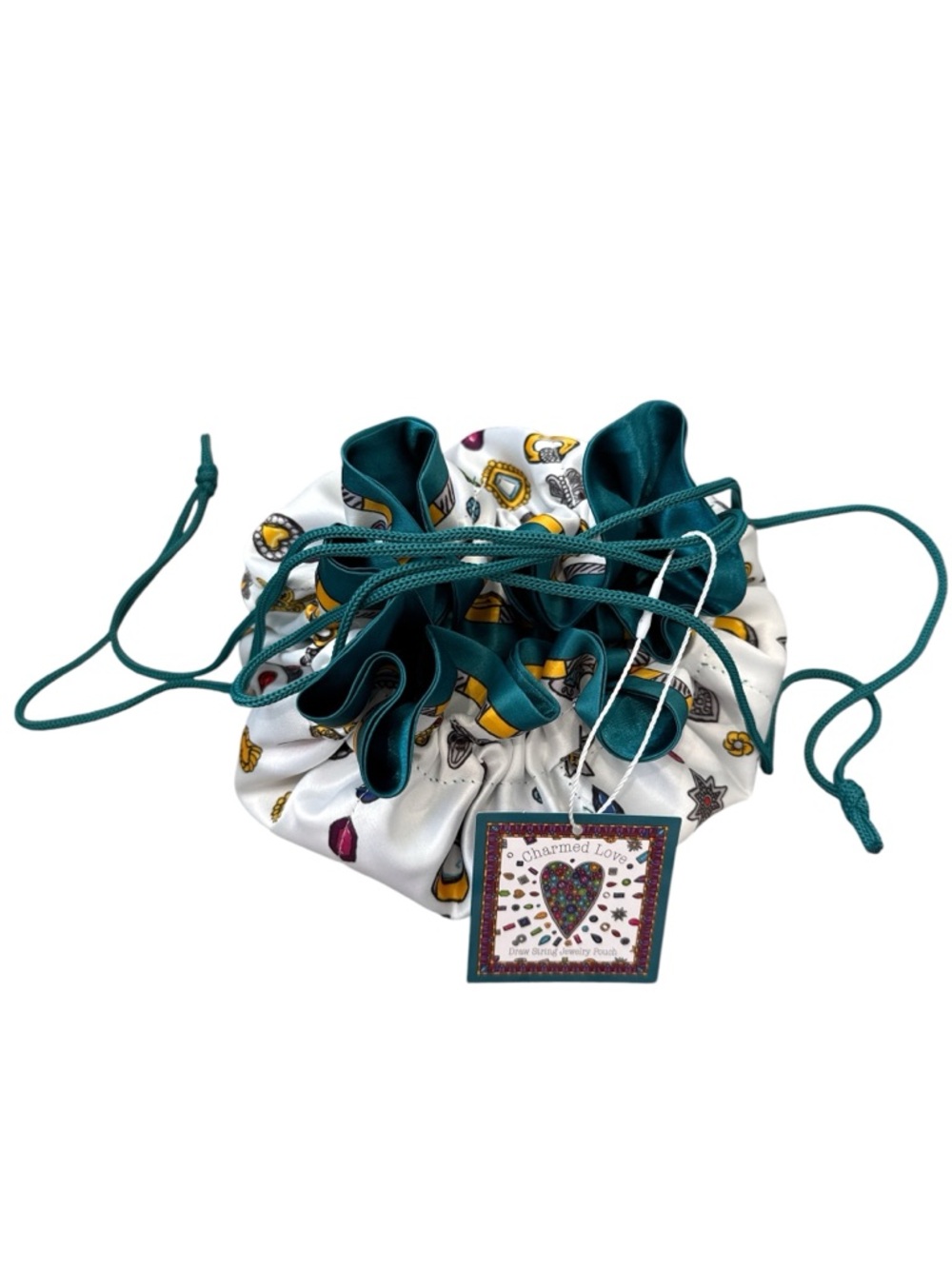 Brighton Teal Satin Drawstring Jewelry Travel Pouch, NWT